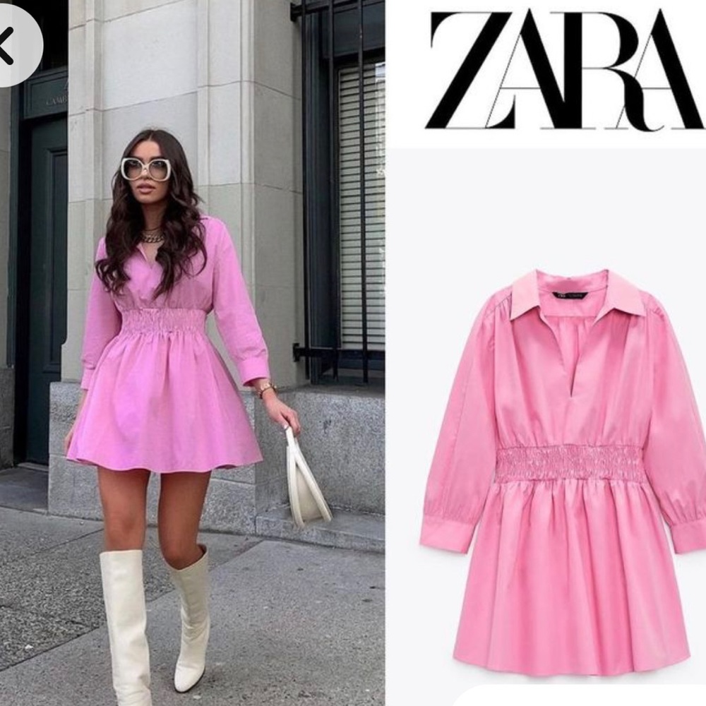 Free Zara Pink Shirt Dress Barbie pink (add to $100 order free)